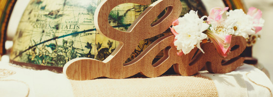 wooden love sign