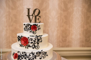 wedding cake with love topper