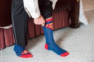 superman socks for wedding